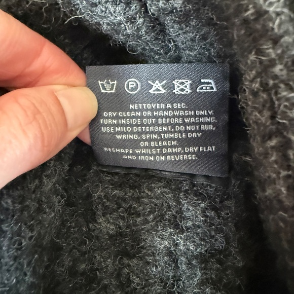 Aran Woolen Mills 100% wool gray shall collar cardigan - Picture 3 of 7